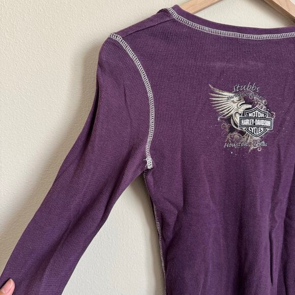 Vintage Y2K Harley Davidson Women Purple Longsleeve Size Medium Skull Biker Punk - Picture 12 of 13